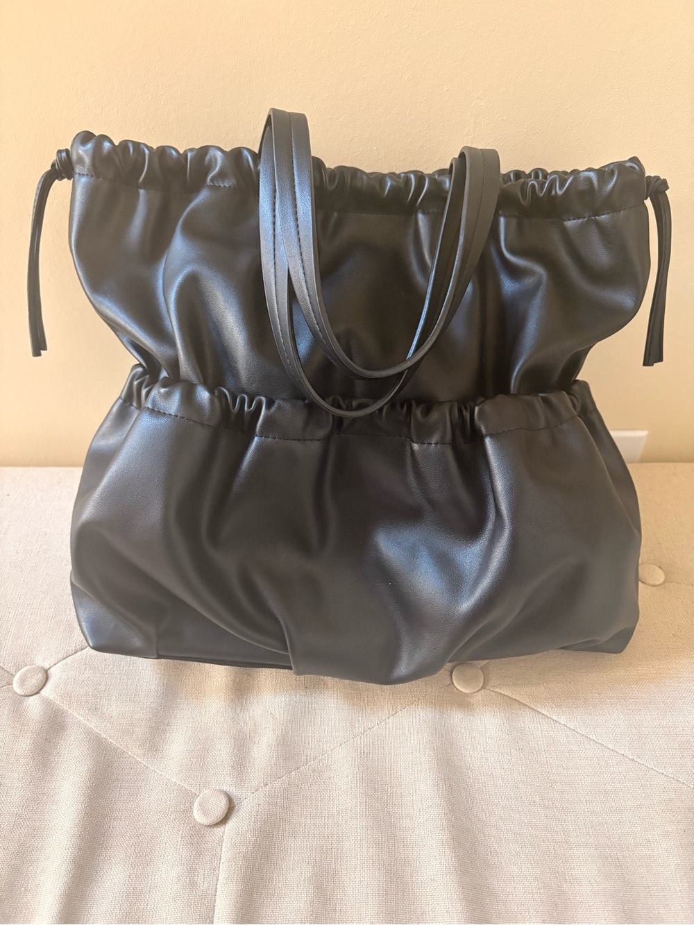 French Connection Black Ruched Tote Bag - Women Bags